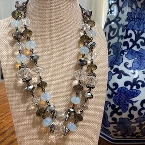 Vintage Crown Trifari Crystal Double Strand Necklace